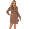 Women's Corduroy Dress Ruffle Hem High Waist Button Front Solid Color Dress With Belt - 2 of 4
