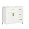 JUJABU 36" Bathroom Vanity with Sink Top, 2 Doors & 3 Drawers - Solid Wood - 2 of 4