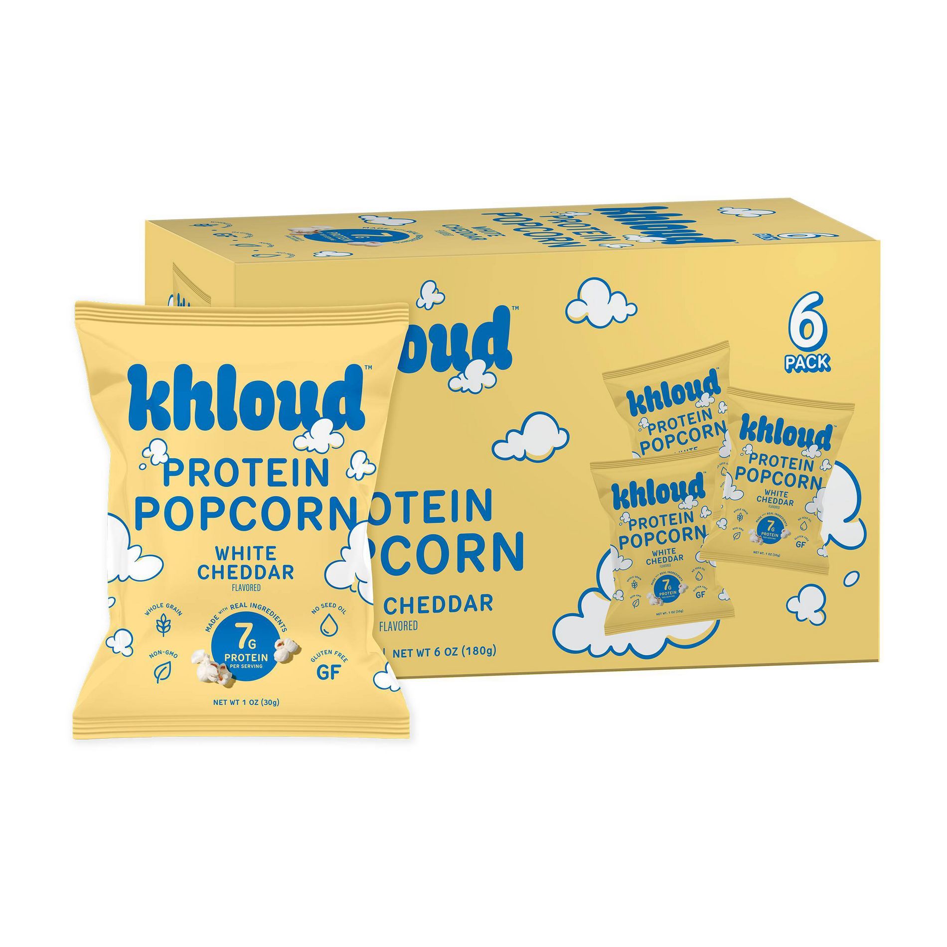 Khloud White Cheddar Protein Popcorn Multipack - 1oz/6ct