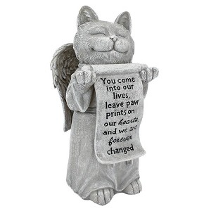 Design Toscano Paw Prints On Our Hearts Memorial Cat Statue - 1 of 4