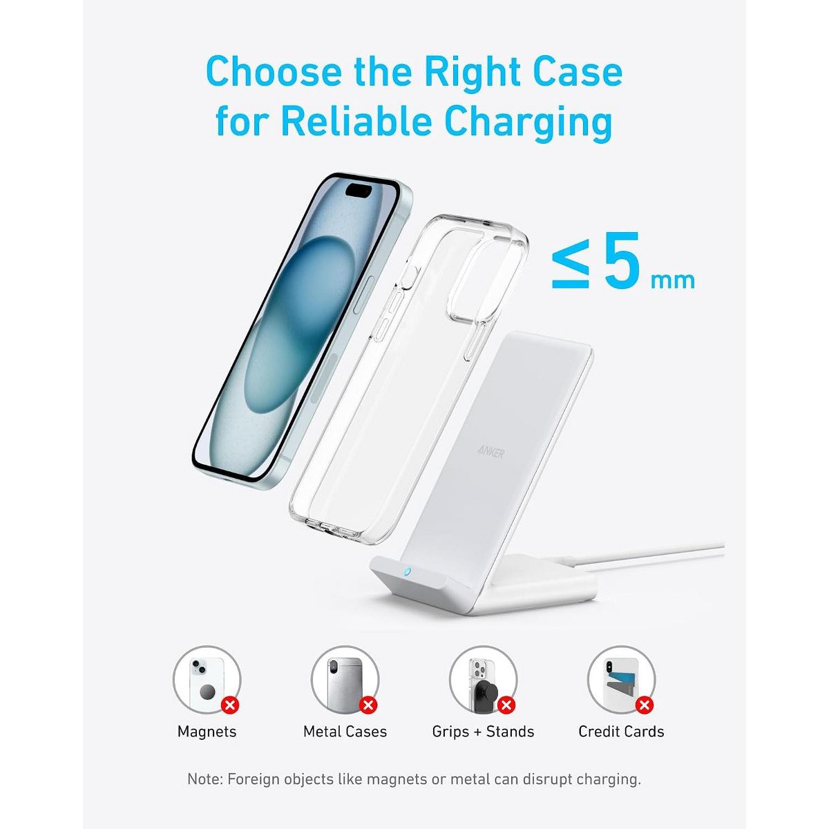 Anker 313 Wireless Charger (Stand), Qi-Certified for iPhone 15/14 / 13/12 / 11 / X / 8, 10W Max for Galaxy S23 / S22 / S21, Micro-USB - thumbnail 6