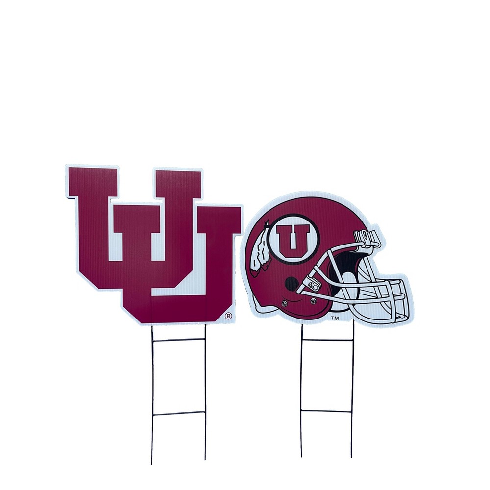 NCAA Utah Utes Logo and Helmet 2pk Yard Sign Set