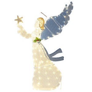 Costway 5 Ft Lighted Christmas Angel with Star Halo Spreading Wings Warm White LED Lights - 1 of 1