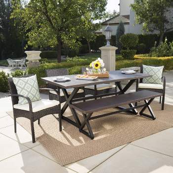 Palermo 6pc Aluminum & Wicker Patio Dining Set - Brown - Christopher Knight Home
