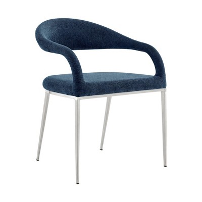Morgan Light Blue Faux Leather Upholstered Side Chair with Metal Legs