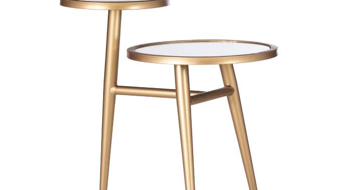 Picard Two Tiered Mirrored Metal Accent Side Table Gold - Powell, 2 of 11, play video