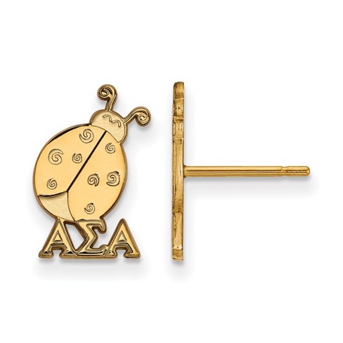 Black Bow Jewelry 14k Yellow Gold Plated Sterling Silver Alpha Sigma Alpha Greek Life Stud Earring - image 1 of 3