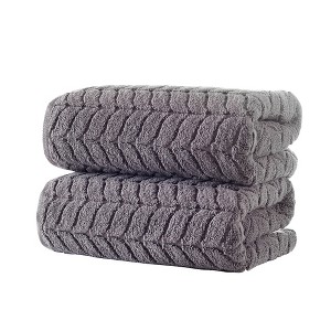 BAGOKIE 100% Cotton Soft Plush Absorbent Quick Dry Bathroom Towel, 2 pcs Bath Towel Set - 1 of 4