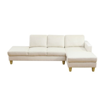 DOMETOUR 2-Piece Modern Beige Lint Couch L-Shaped Sectional Sofa for Living Room