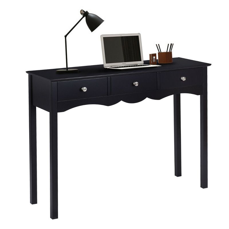 Costway Console Table Hall table Side Table Desk Accent Table 3 Drawers Entryway Black, 1 of 11