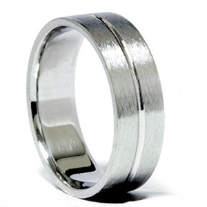 Pompeii3 6MM Channel Brushed Wedding Band 950 Platinum - 1 of 4