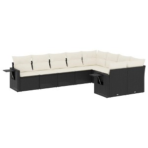 vidaXL Garden Sofa Set Black and Cream White PE rattan Large - 1 of 4