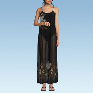 Lands' End Women's Rayon Poly Rib Scoop Neck Swim Cover-up Maxi Dress - 1 of 4