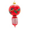 Huras Family 8.0 Inch Merry & Bright Holly Red Fluted Drop Ball Reflector Tree Ornaments - 2 of 3