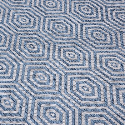 Blue Geometric 2' x 3' Flat Woven Reversible Area Rug