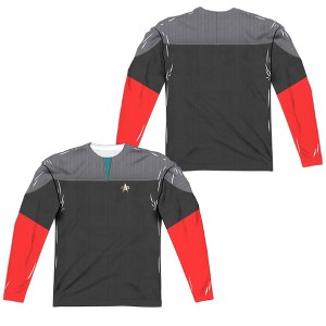 Men's Star Trek Tng Movie Science Uniform Front Back Print Long Sleeve Costume T-Shirt - 1 of 4