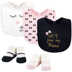 Little Treasure Baby Girl Cotton Bib and Sock Set 5pk, Mama, One Size - 1 of 1