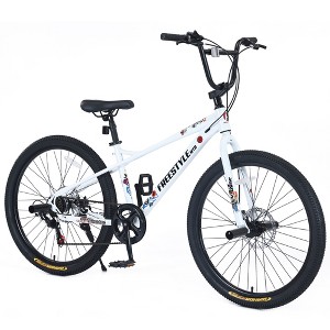 RISOKEYS Freestyle BMX Bikes,26 inch Kids Mountain Bike,Single Speed Bicycles,7 Speed Outdoor Cycling Bike Road Bicycle Mountain Bike, - 1 of 4