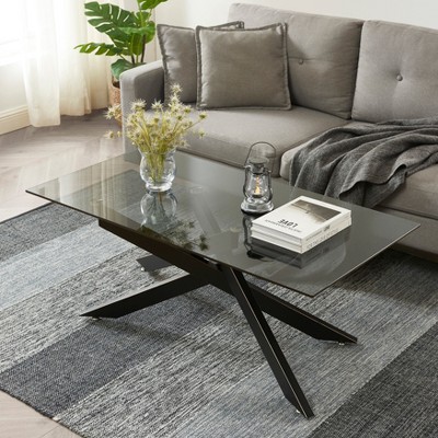 Probe Hues Rectangular Coffee Table With Glass Top