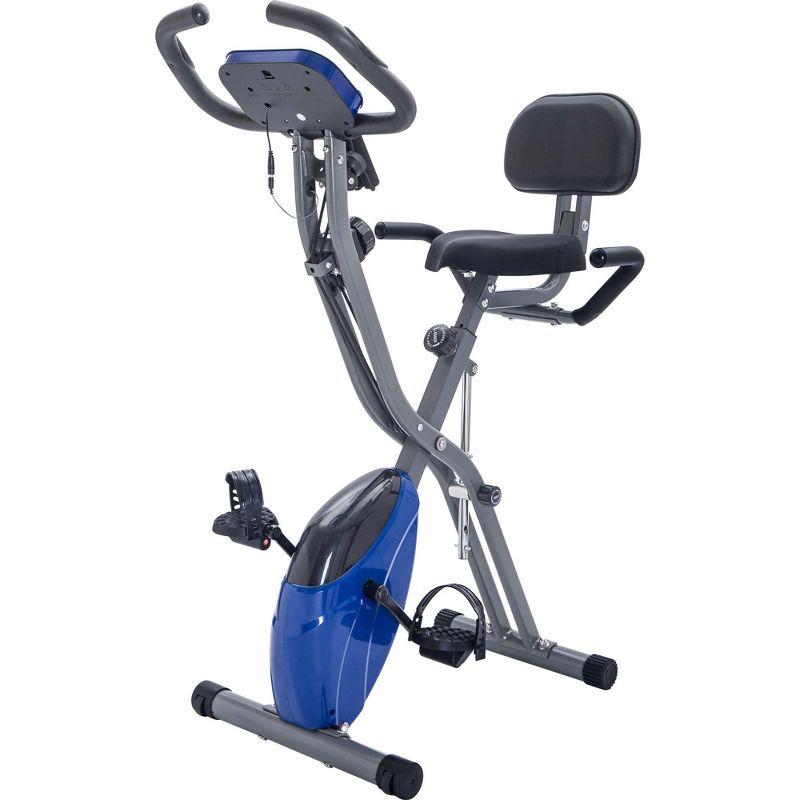 Folding Exercise Bike with 10-Level Adjustable Resistance, Arm Bands and Backrest-ModernLuxe, 2 of 13