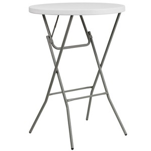Emma and Oliver 2.6-Foot Round Granite White Plastic Bar Height Folding Event Table - 1 of 4