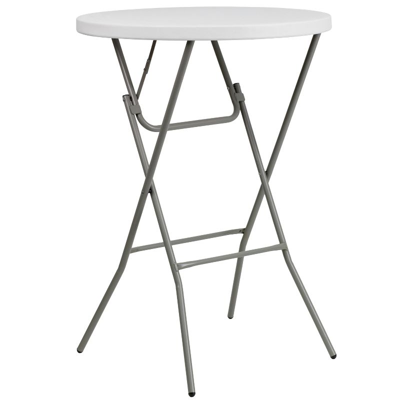 Emma and Oliver 2.6-Foot Round Granite White Plastic Bar Height Folding Event Table, 1 of 9