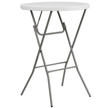 Emma and Oliver 2.6-Foot Round Granite White Plastic Bar Height Folding Event Table