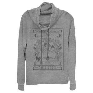 Juniors Womens Disney Hocus Pocus Sanderson Sister Tarot Card Cowl Neck Sweatshirt - 1 of 4