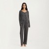 Anna-Kaci Lounge Women's 3-Piece Pajama Set with Ribbed Tank Top Long Sleeve Button Cardigan and Relaxed Fit Pants - 3 of 4