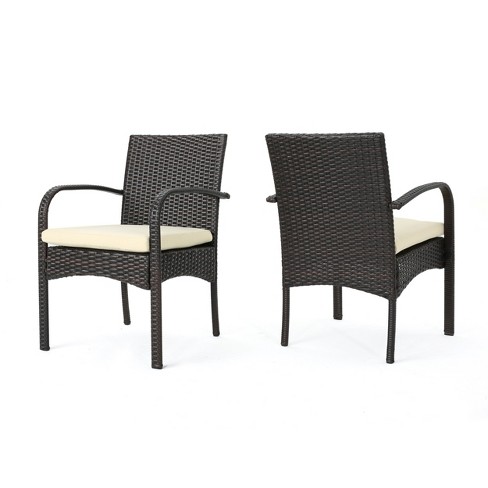 NicBex 2pc Outdoor Dining Chairs Patio PE Rattan Waterproof Fabric Chairs with Cushions for Garden,Brown - image 1 of 4