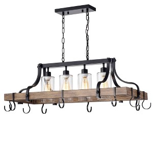 20.08" x 71.73" x 47.24" 4-Light Blakes Island Chandelier - Warehouse Of Tiffany: ETL Listed, Glass Shades - 1 of 2