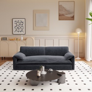 63.8" Queen Size Pull Out Couch 3-In-1 Convertible Sleeper Sofa Bed with Side Storage,Multi-Functional Velvet Loveseat Bed for Apartment-Koiai - 1 of 4