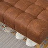 Vynxaria End of Bed Bench with Shelf, Retro leather Upholstered Storage Shoe Bench, Bedroom Bench for Living Room, Entryway, Dining Room, Brown - 3 of 4