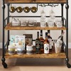 GustoWave Bar Cart, Bar Carts for The Home,3 Tier Serving Cart with Wheels, Metal Rolling Cart with Wine Rack & Removable Tray, Dining Room,Brown - 3 of 4