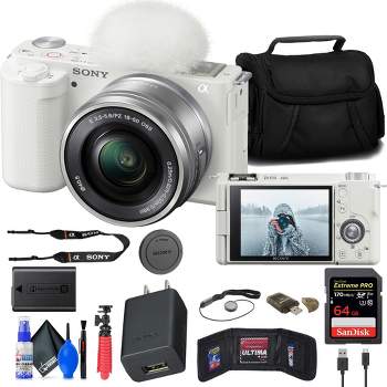 Sony ZV-E10 Mirrorless Camera w/ 16-50mm Lens (White) + 64GB Card + Flex Tripod