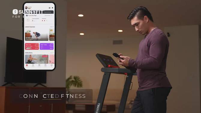 Sunny Health &#38; Fitness Interactive Slim Auto Incline Treadmill, 2 of 18, play video