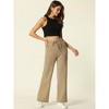 Seta T Women's Casual Ribbed Knit Elastic High Waist Tie Front Wide Leg Pants - image 2 of 4