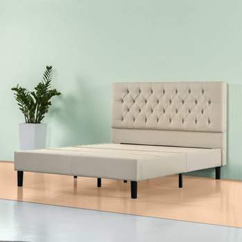 King Misty Upholstered Platform Bed Frame Beige - Zinus