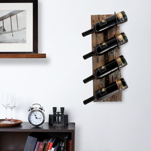Twine Rustic Country Wood And Metal Wine Rack, Set Of 1, Wall Mounted ...