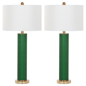 Ollie Dark Green Faux Snakeskin Table Lamp Set of 2 - Safavieh