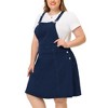 Agnes Orinda Women's Plus Size Denim Side Button Adjustable Strap Overall Jumpers - 2 of 4