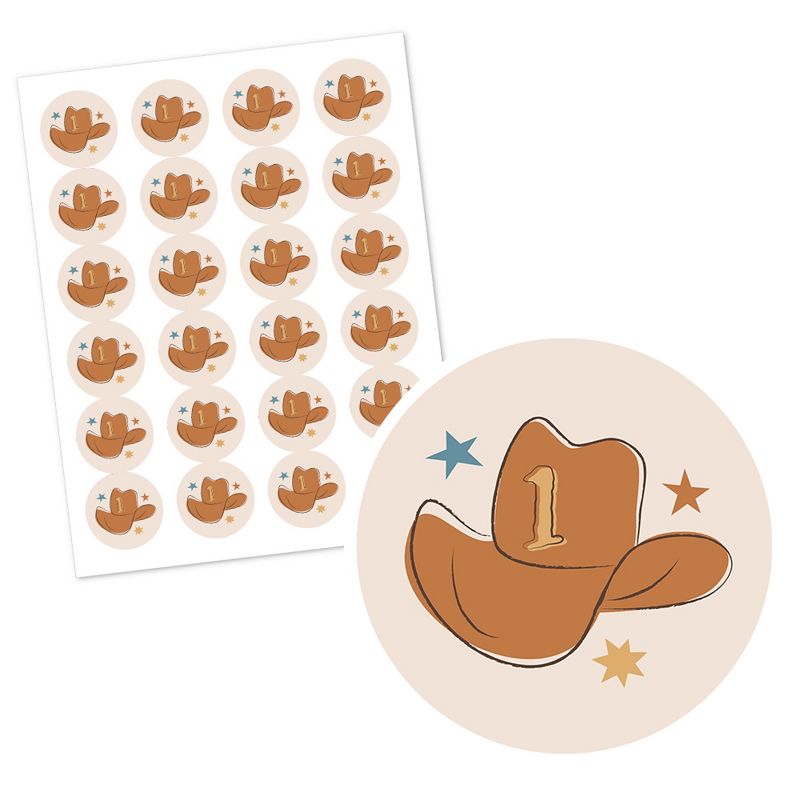 My First Rodeo - Little Cowboy 1st Birthday Party Circle Sticker Labels - 24 Count, 2 of 5