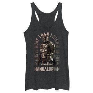 Women's Star Wars The Mandalorian Shining Mando Racerback Tank Top - 1 of 4