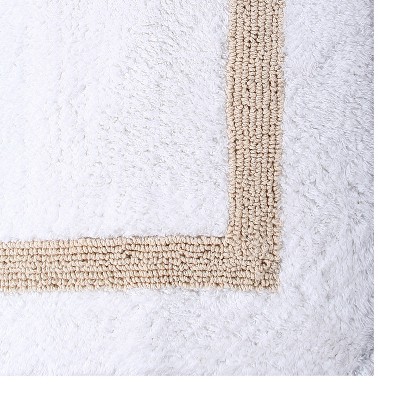 White and Sand Cotton Reversible Bath Rug Set