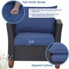 Tangkula 3PCS Patio Rattan Conversation Furniture Set Yard Outdoor w/ Navy Cushions - 4 of 4
