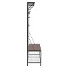 Rowan Wood Grain and Metal Hall Tree Bench and Shoe RackBrown - CorLiving: Entryway Storage, 10 Hooks, Two-Tone Finish - 4 of 4