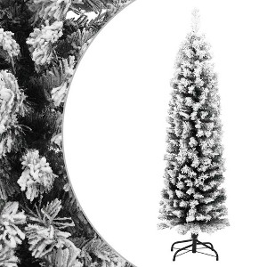 Artificial Christmas Tree Green PVC, Steel Slim Ornaments - 1 of 4