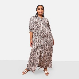 Rebdolls Women's Isha Bamboo Print Button Front Maxi Shirt Dress - 1 of 3