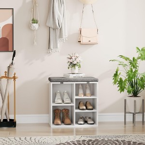 ODK Shoe Storage Bench with Cushion, Shoe Cabinet Organizer, Adjustable Shelves & Side Bag,Entryway, Hallway, Mudroom Shoe Rack - 1 of 4