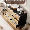 Rattan 6 Drawer Dresser for Bedroom, Modern Farmhouse Wooden Storage Cabinet with Legs, Storage and Organiser for Bedroom, Living Room, Entryway - 3 of 4